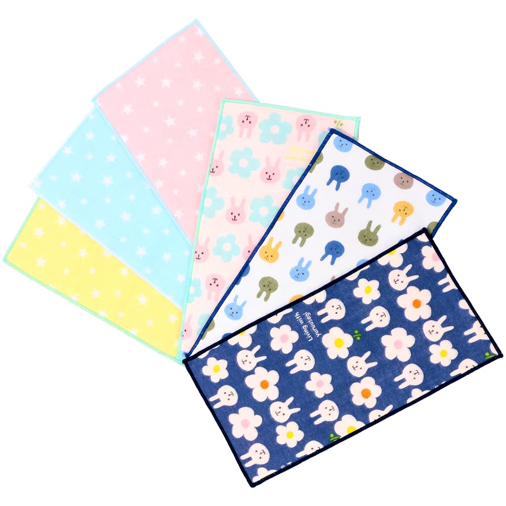 Half Set of Made In for Boys and Cute Half Suitable for Nursery and Elementary School Kids' Handkerchiefs, 6, Japan, 100% Cotton, Soft, 6-Layer Gauze,