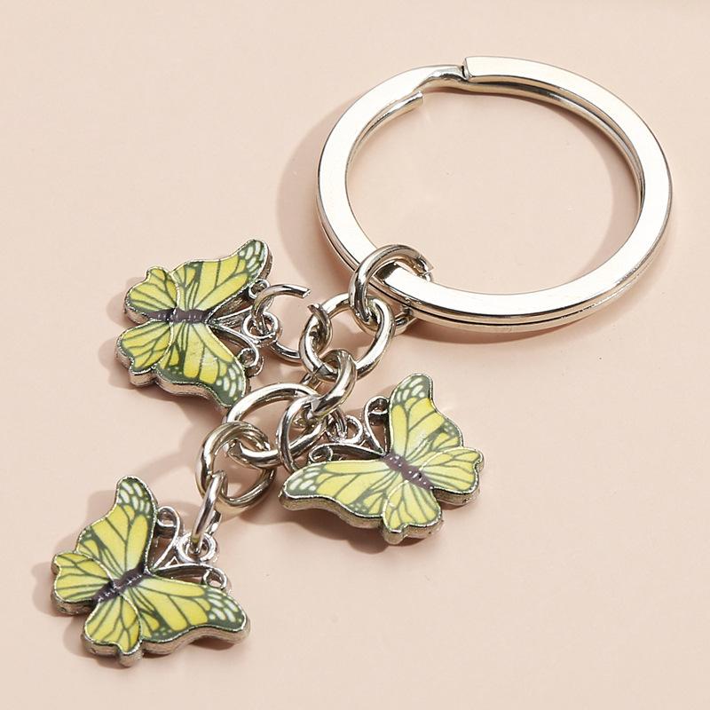 1Pc Cute Keychain Colorful Butterfly Key Ring Flying Animals Key Chains for Women Girls Handbag Accessories Handmade Jewelry