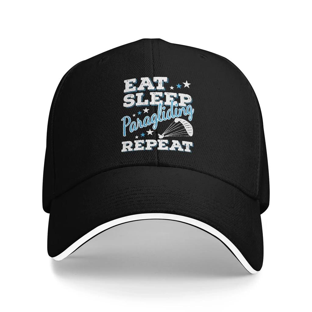 Eat Sleep Fly Paraglider T Shirts for Men Cool Paragliding Sandwich Hat Hats Sports Cap Breathable Snapback Caps Baseball Cap