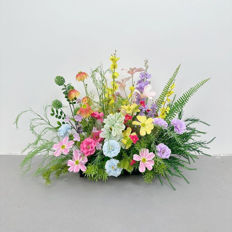 Monet Garden Wedding Arrangement: Mori Style Artificial Flower Row for Ground, Window, and Hotel Decoration.
