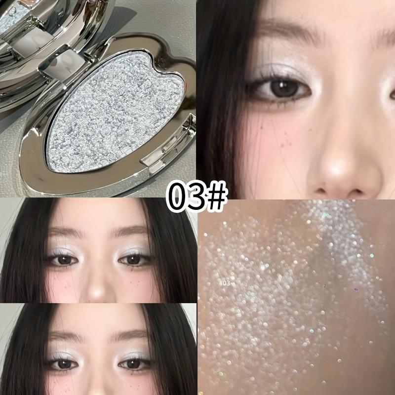 Metallic Glitter Heart Monochrome Eyeshadow Palette, Waterproof & Sweatproof, Soft Blend Formula, Suitable for Music Festivals, Stage Performances