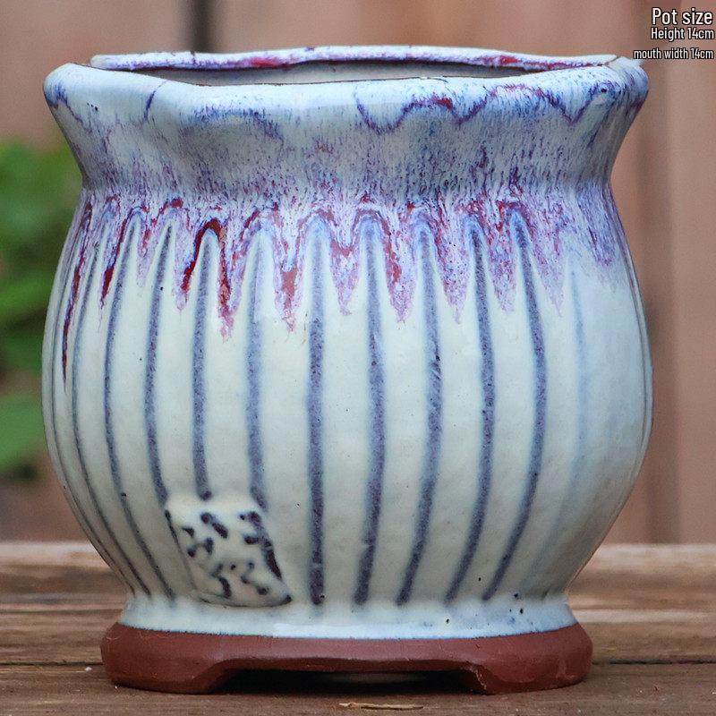 Handmade Retro Zisha Ceramic Pot for Succulents, Orchid, and Asparagus - Breathable Small Flower Pot