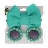 2Pcs Kids Sunglasses Headband Set Baby Unglasses Elastic Nylon Headband Bohemia Beach Seaside Sun Glasses Kids Bow Headwear