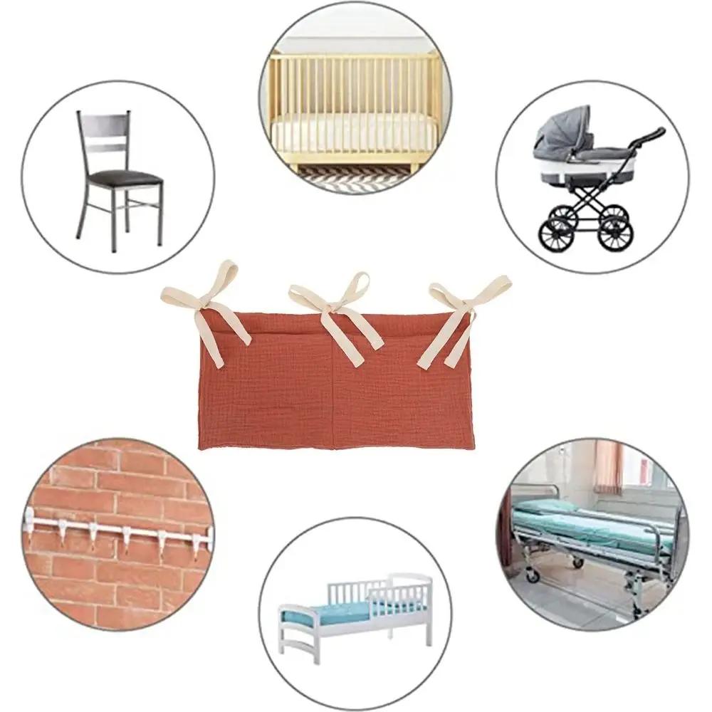 Multifunction Crib Hanging Bag 2 Pockets Infant Products Bedside Organization Bag Convenient Diaper Storage Cot Bed Organizer