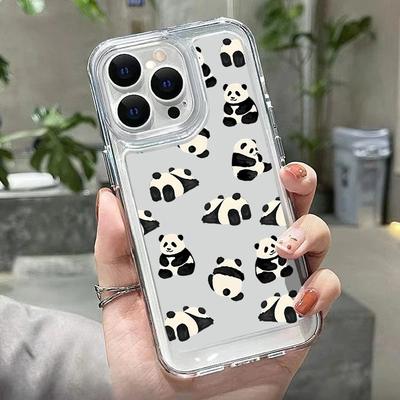 Cute Little Panda Phone Case For iPhone 16e 16 15 14 Pro Max Plus 13 12 11 Pro XR X XS 7 8 Shockproof Clear Soft Silicone Cover
