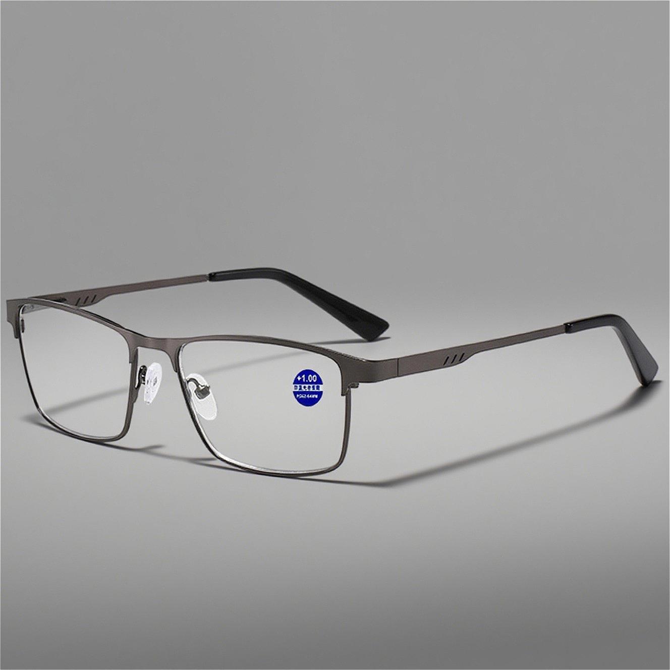 

Качественные металлические очки для пресбиопии с пружинными дужками, очки для чтения, деловые очки для мужчин, классические квадратные очки для дальнозоркости 1.5