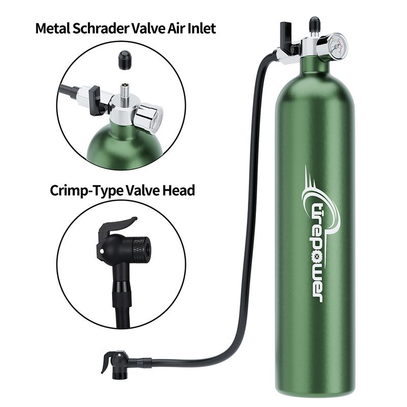 Ctrepower 1.3L Inflator Tyre Air bottle Tire Booster With Valve Gas Cylinder Clear Pressure Gauge For Bike Vacuum Tubeless Tire