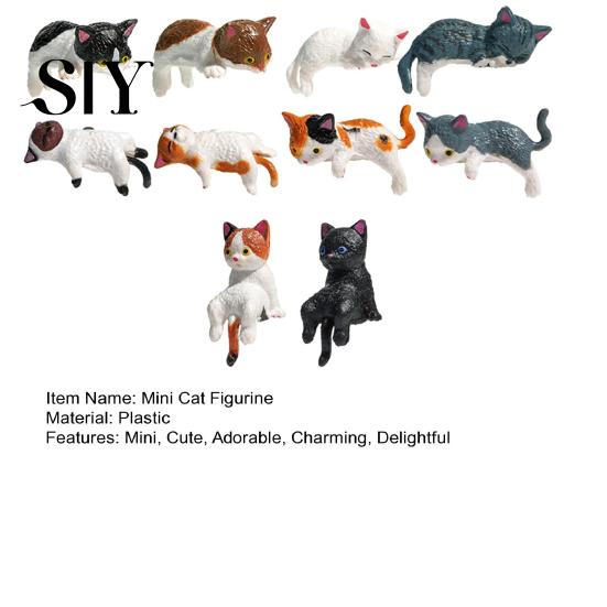 Tiny Plastic Cat Statues Mini Figurine Miniature Cute Cartoon Kittens Ornament for Office Decorations Computer Monitor Car Dashboard Home Desk