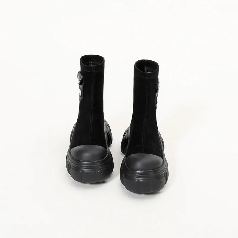 Platforma Dámské Vysoké boty Ploché Boty Zimní Nový Designový Goth Vysoké boty Gladiator Motocykl Botas