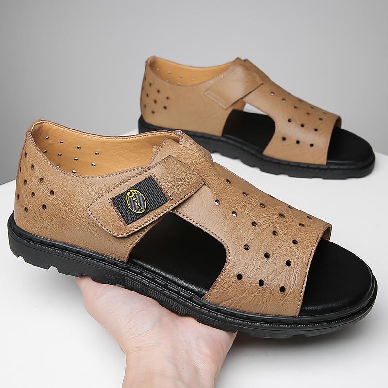 Fashion New Design Mens Half Slippers Monk Strap Loafers Handmade Male Casual Leather Flats Versatile Mules Moccasins Breathable Sandals