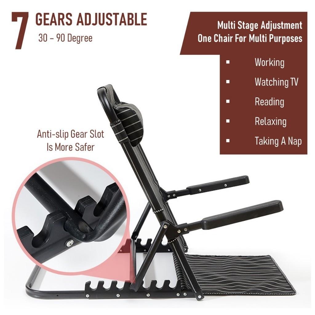 52*70*82cm Black Household Multi Stage Adjustment Chair Portable Foldable Reclining Backrest With Flip Up Armrest