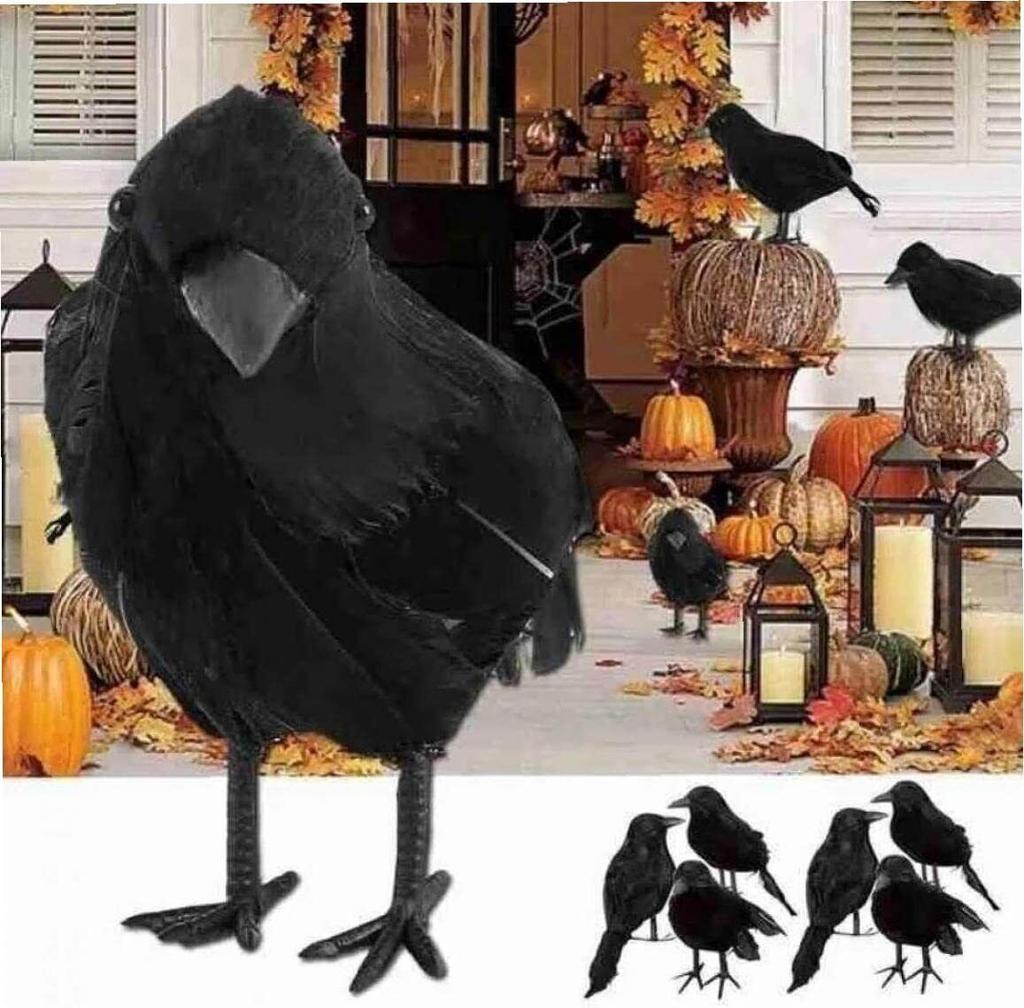 136pcs Black Simulation Crow Model Halloween Hunting Decor Bird Decor Party