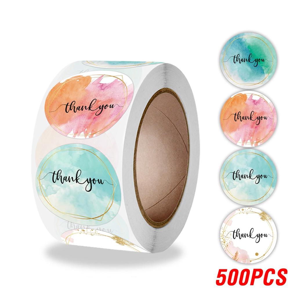 100-500 stk Takkeklistremerker Søte Rosa Gull Etiketter for Småbedrifter eller Bryllupsgave Dekor Klistremerke Kontorrekvisita