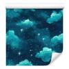 Watercolor Galaxy Wallpaper Turquoise, Navy Blue and Celadon 50x1000