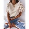 T-shirt da donna 2026 Estate Manica Corta con Volant Girocollo Semplice ed Elegante