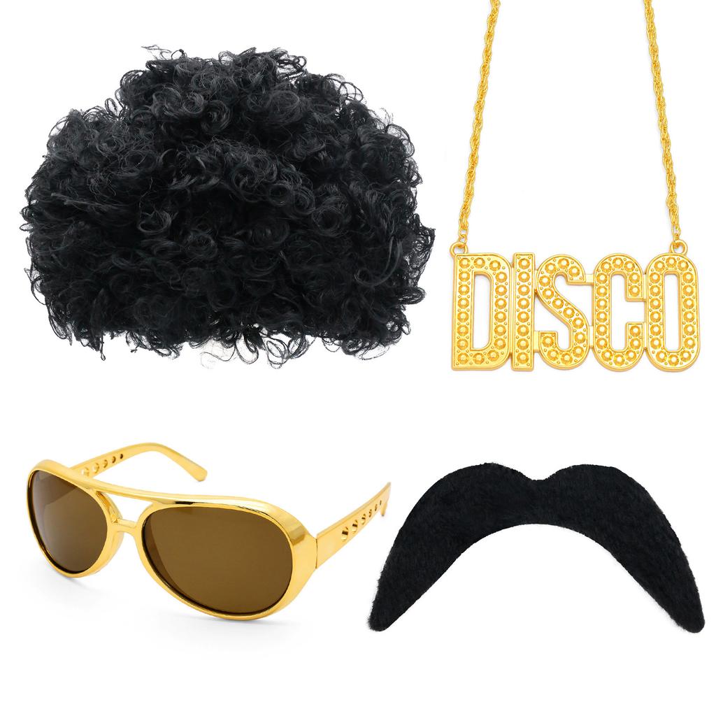 60Th Generation Hippie Fake Sunglasses Beard Necklace Set Cosplay Party Dress Up Props