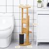 Yorbay Serviteur WC 3en1, Dérouleur papier toilette et brosse WC, Distributeur porte papier toilette sur pied, Bambou