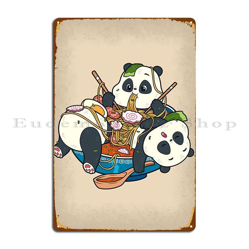 Ramen Pandas Metal Sign Decoration Wall Mural Kitchen Party Custom Tin Sign Poster