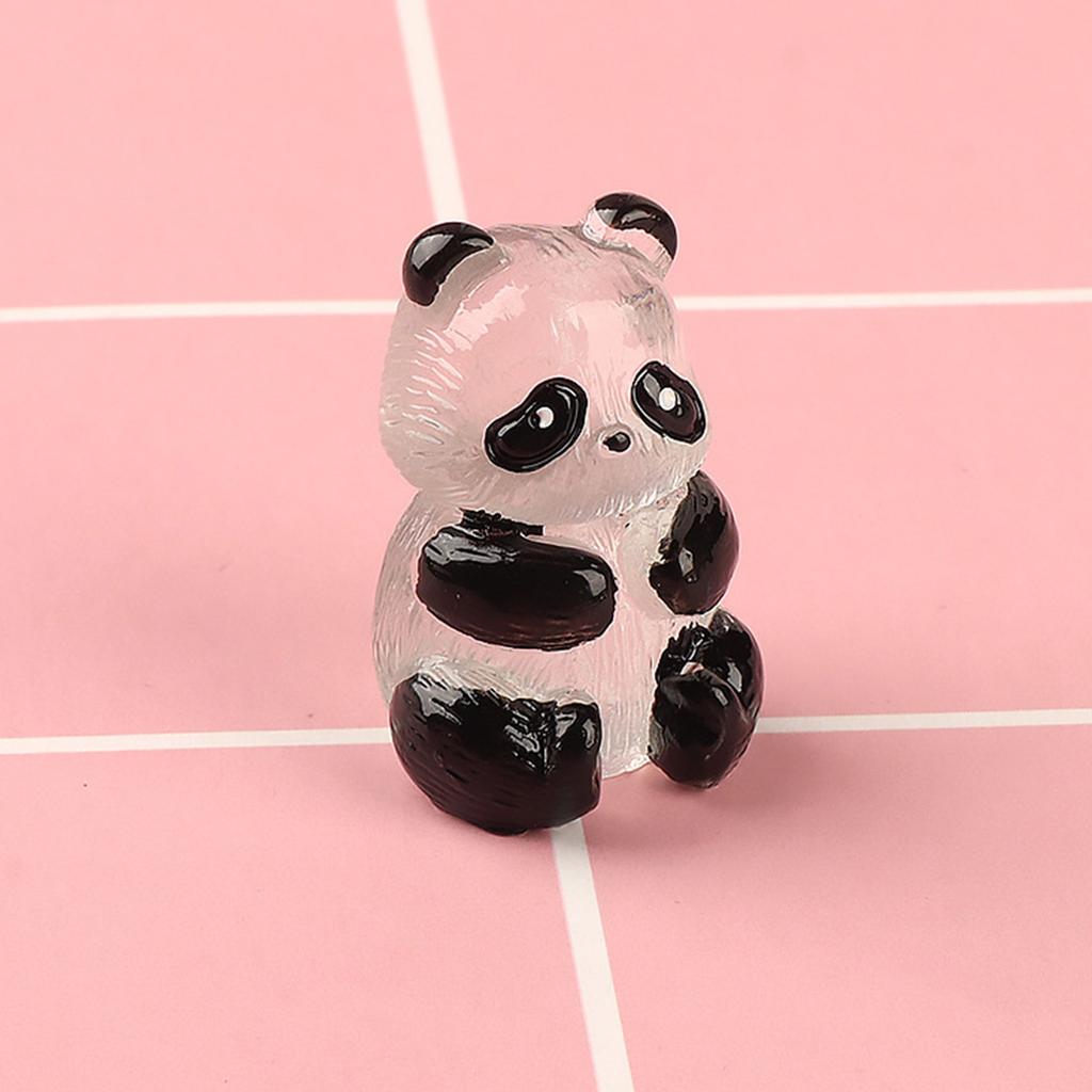 5Pcs Cute Luminous Panda 3D Resin Crafts Glow in Dark Pandas Statue Micro Landscape Figures Decorative DIY Home Ornament