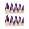 Halloween Press On Nails Medium Almond Fake Nails with Designs Bat Purple French Tip Glossy Glue On Nail 24 Pcs Natural Reusable Acrylic Nail for
