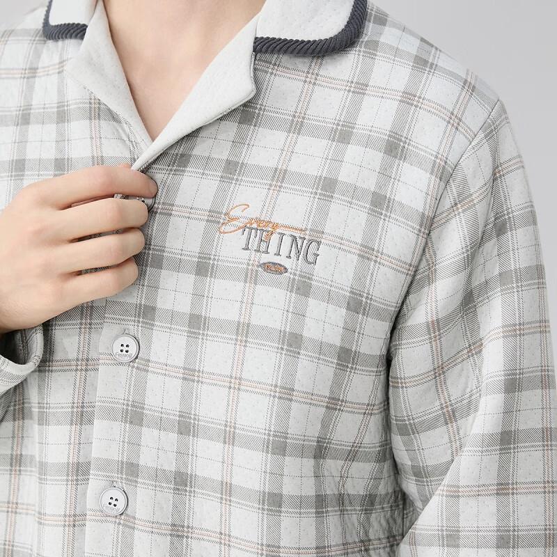 Fenteng Men's 7A Antibacterial Quilted Plaid Pajama Set