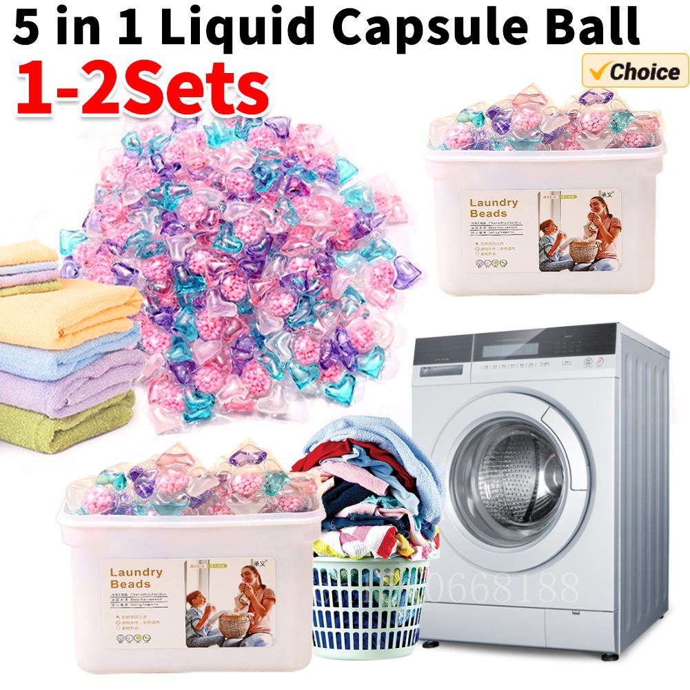 50-100PCS Laundry Beads Detergent 5 In 1 Liquid Capsule Ball Fragrance Beads Soft Clothing Diffuser Perfume for Washing Machine