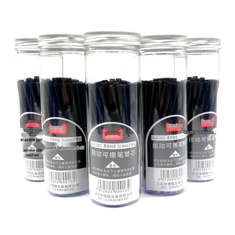 Press To Advance Friction Erasable Gel Pen Refill, 0.5mm Bullet Tip, Crystal Blue Black