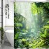 Grünes Blatt Wald Baum Grünzeug Grün Heilend Duschvorhang, Badezimmer Dekorativer Duschvorhang, Wasserdichter Duschvorhang mit