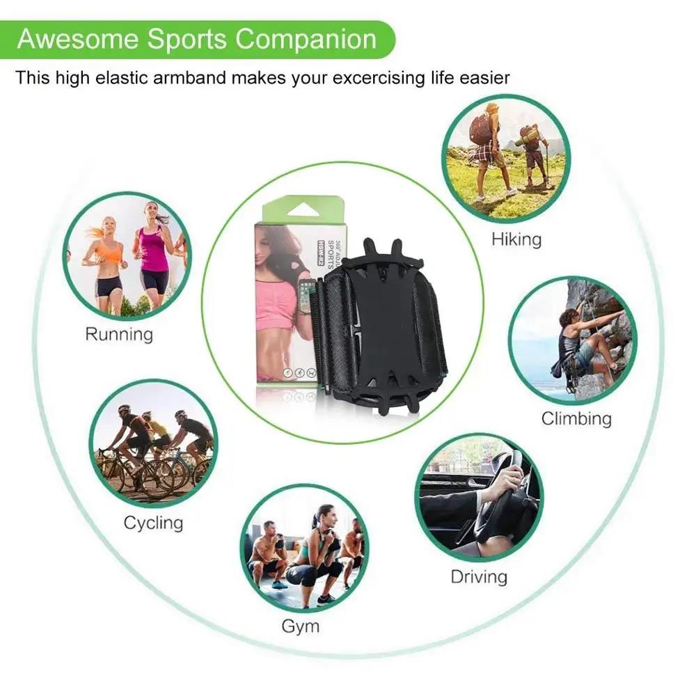 Wristband Phone Holder 180°Rotatable Universal Sports Wristband for iPhone Running Armband for Samsung For OPPO Hiking Biking 6