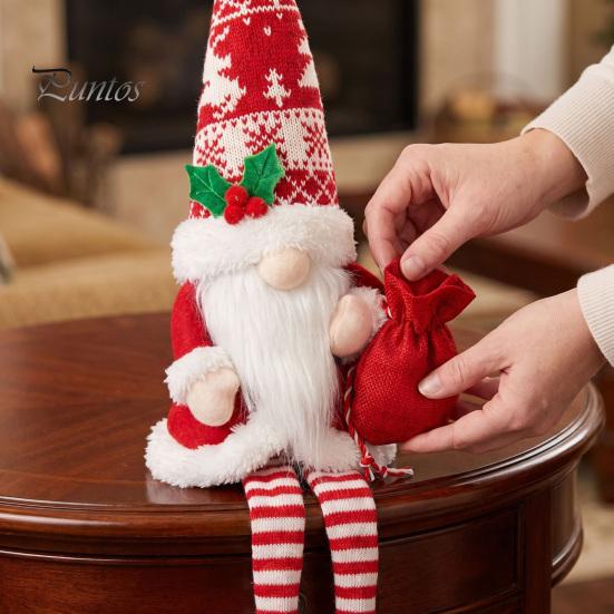 Xmas Party Tabletop Centerpieces Christmas Plush Gnome, Long Leg Faceless Scandinavian Santa Doll, Swedish Tomte Soft Fabric Winter Home Accents