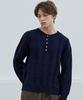 Nod You Mild Henley Neck Round Knit T-Shirt [Navy]