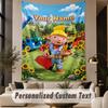Custom Text Printed Tapestry Bob the Builder Pattern Large Wall Hanging Indoor Room Decor