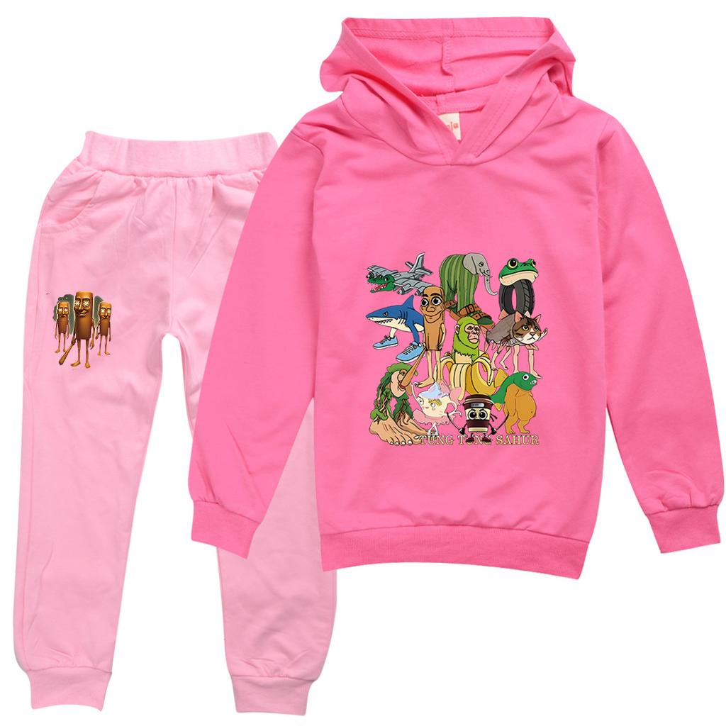 TZWYTralalero Tralala Hoodie Kinder Italienisches Gehirnfäule Kleidung Junioren Jungen Mädchen Kapuzenpullover Jacke Hose 2-teiliges Set Kinder-Sets