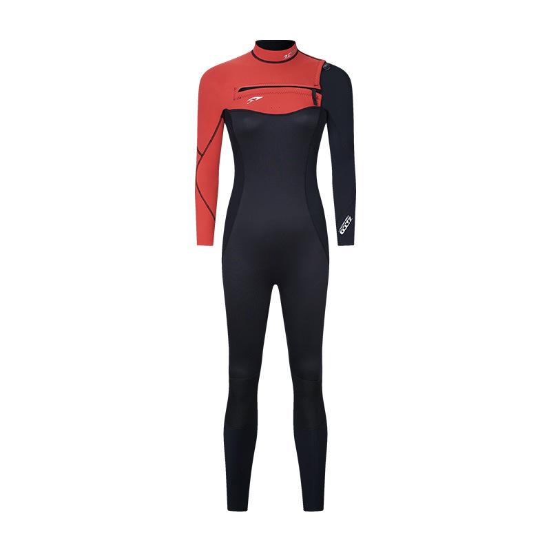 2/3Mm One-piece Horizontal Zipper Wetsuit Warm Men's and Women's Super Elastic CR Long-sleeved Diving Surf Suit Wetsuit