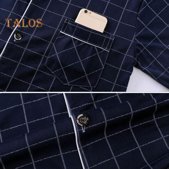 Pajamas Men Plaid Set 2pcsset Print Lapel Long Sleeve Single Breasted Shirt Elastic Waist Long Pants Set Loose Fit Loungewear Suit
