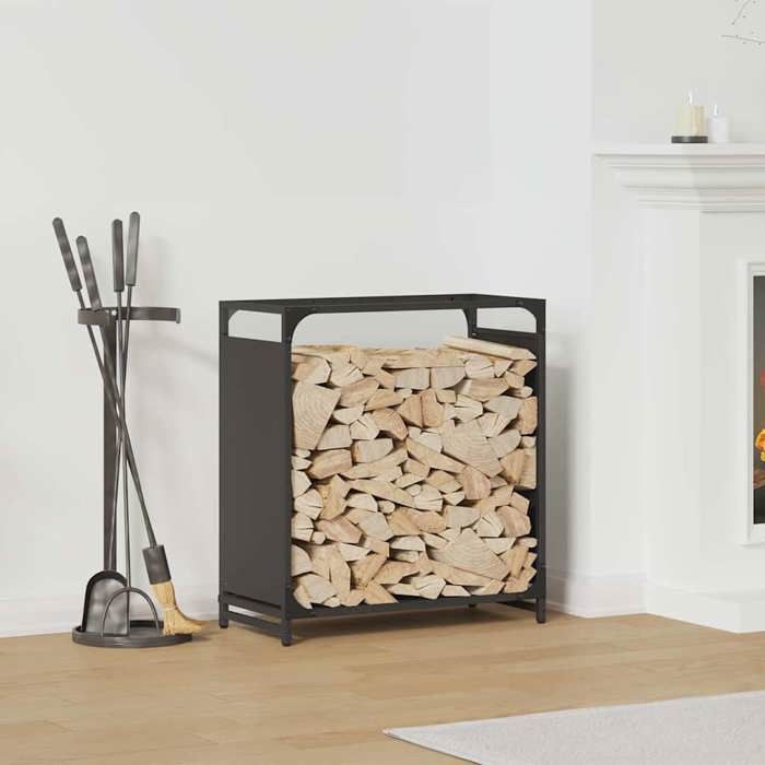 VidaXL Portant de bois chauffage noir 60x28x65 cm, support à bûches de cheminée, support à bûches, support à bûches, 864199