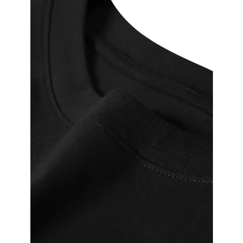 European Sizes Men T Shirt Black Breathable Russian Letter Graphic Print For Casual Daily Wear Street Style Parties