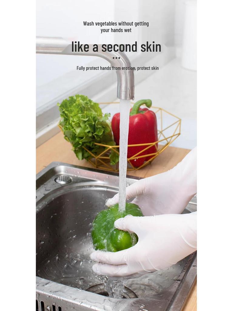 Nitrile Latex-Free Waterproof Dishwashing and Cleaning Gloves (Durable, Food Grade, Disposable)