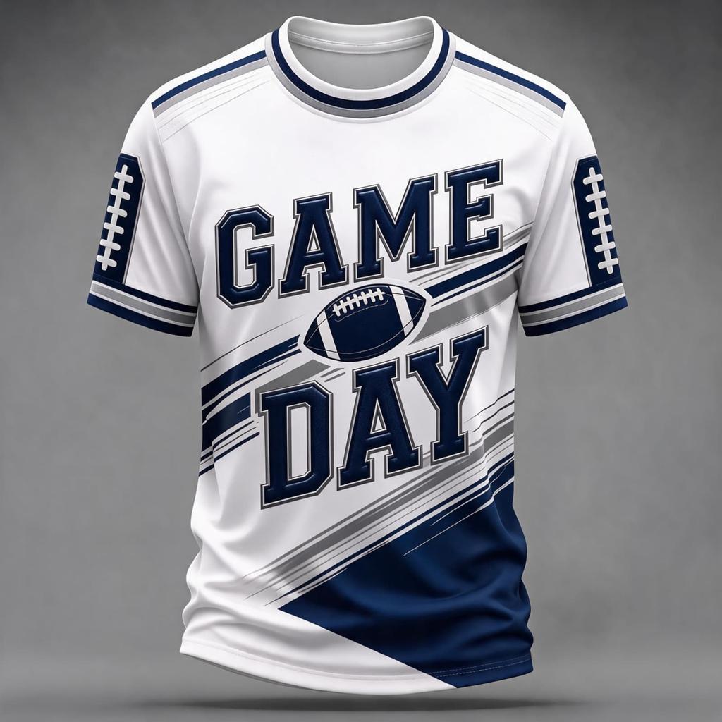 Men's Casual Football Fan Day Shirt for Cheering at Games