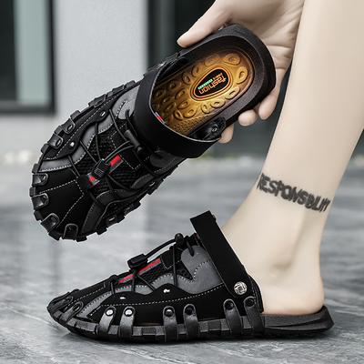 Men Plus Size Baotou Casual Sandals Summer Soft-sole Non-slip Outdoor Beach Shoes Fashion Youth Outdoor Dual-use Sports Slippers