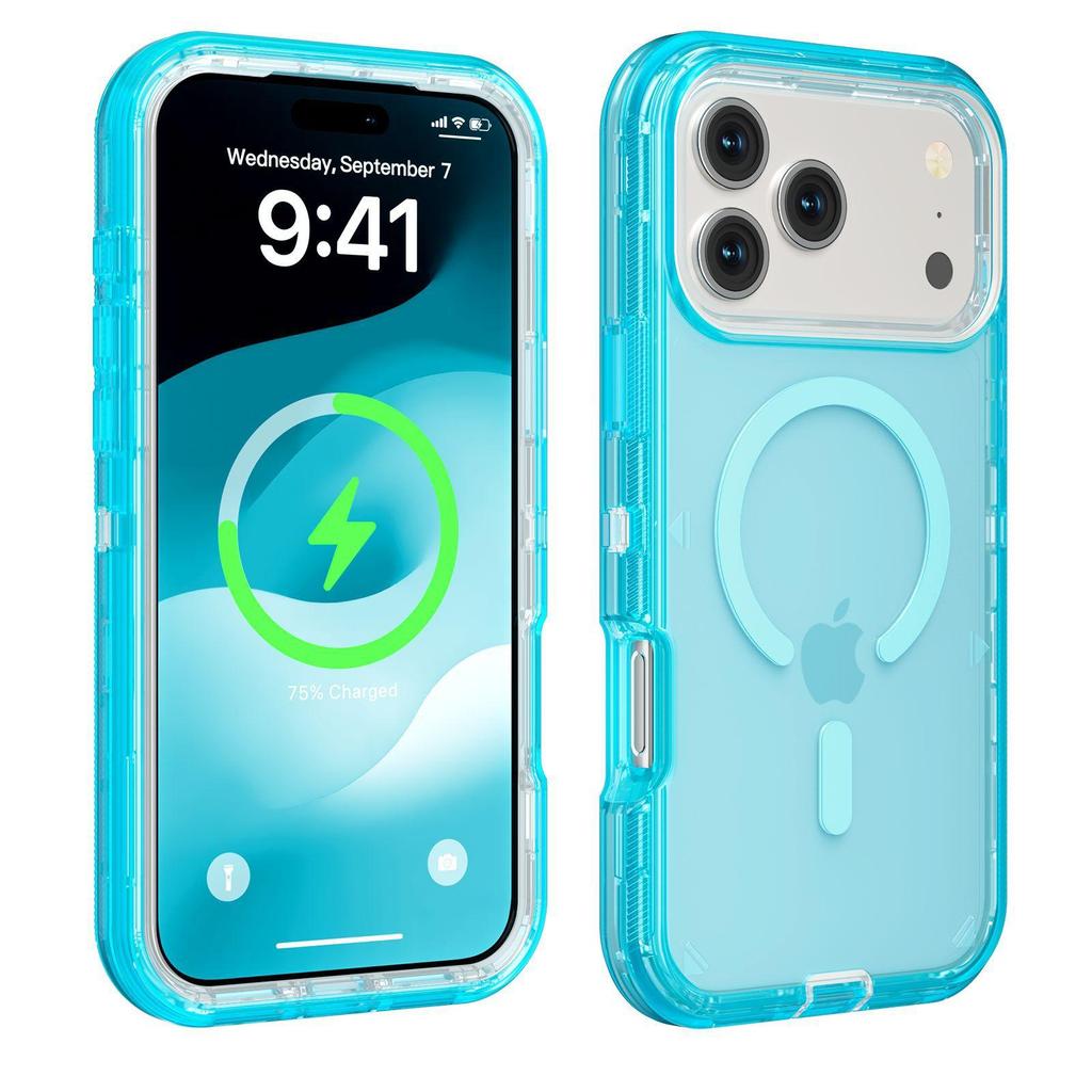 Transparent Shockproof Case For iPhone 17/16/ 15/ 14/ 13 Series Cover Compatible With MagSafe, Triple Layer Magnetic Charging, Drop-Proof Phone Case