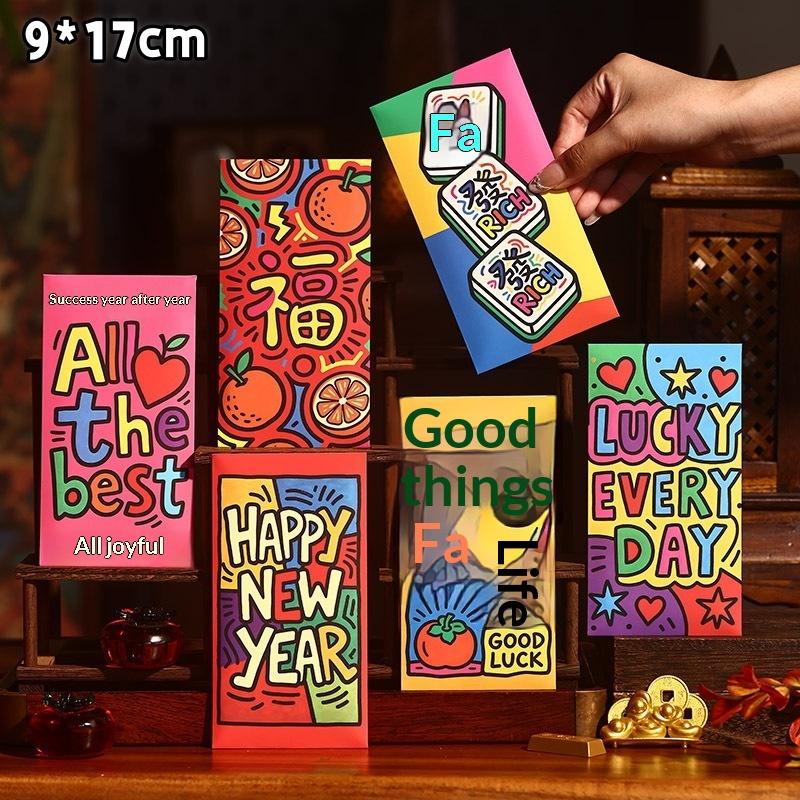 6Pcs Cute Goat Year Red Envelopes For 2027 New Year Spring Festival Red Packet Cartoon Sheep Pattern Lucky Money Packets