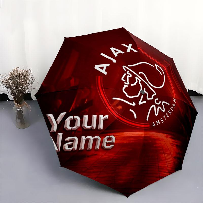 1 PC Automatic Folding Umbrella - AFC Ajax Custom Name Pattern, Portable & Foldable Design with 8 Ribs, Christmas Birthday Gifts