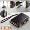 XIMAND Passport Holder Wallet Bag with 11 Card Slots and Passport Photo RFID Blocking Wristlet Brown Pocket, Pocket, Strap,