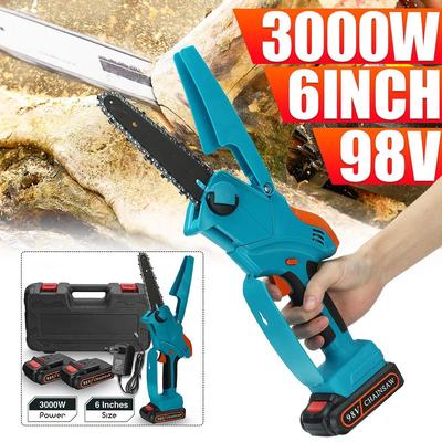 98VF 6 Inch Cordless Electric Chain Saw Mini Handheld Pruning Mini Electric Saw Woodworking Pruning Garden Cutting Tool