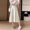 Women's Autumn/Winter 2025 High Waist Knitted Pleated Midi Skirt - Petite A-line Slimming Design
