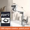 Nice 1080° Swivel Bathroom Sink Faucet Basin Faucet Mixer Deck Mounted Splash Proof Water Tap Shower Head Aerators Tapware PIPE x 2