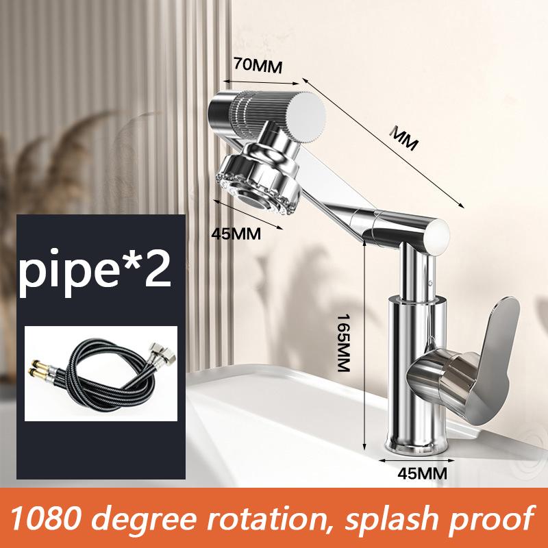 Nice 1080° Swivel Bathroom Sink Faucet Basin Faucet Mixer Deck Mounted Splash Proof Water Tap Shower Head Aerators Tapware PIPE x 2