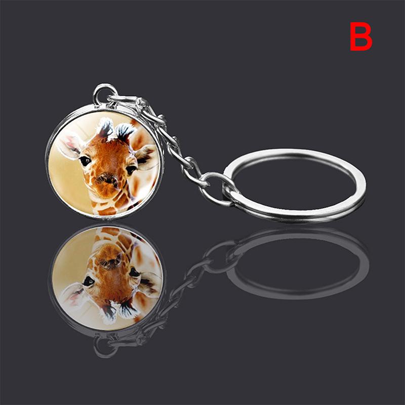 Animal Keychain Tiger Wolf Double Side Glass Ball Key Chain Key Ring KeyChain