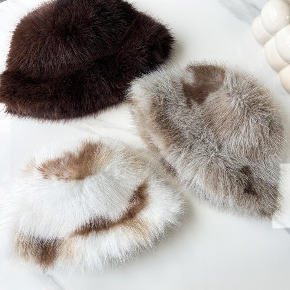 Soft Plush Faux Fur Hat Scarf Neck Protection Fluffy Neck Warmer Comfortable Fisherman Hat Winter